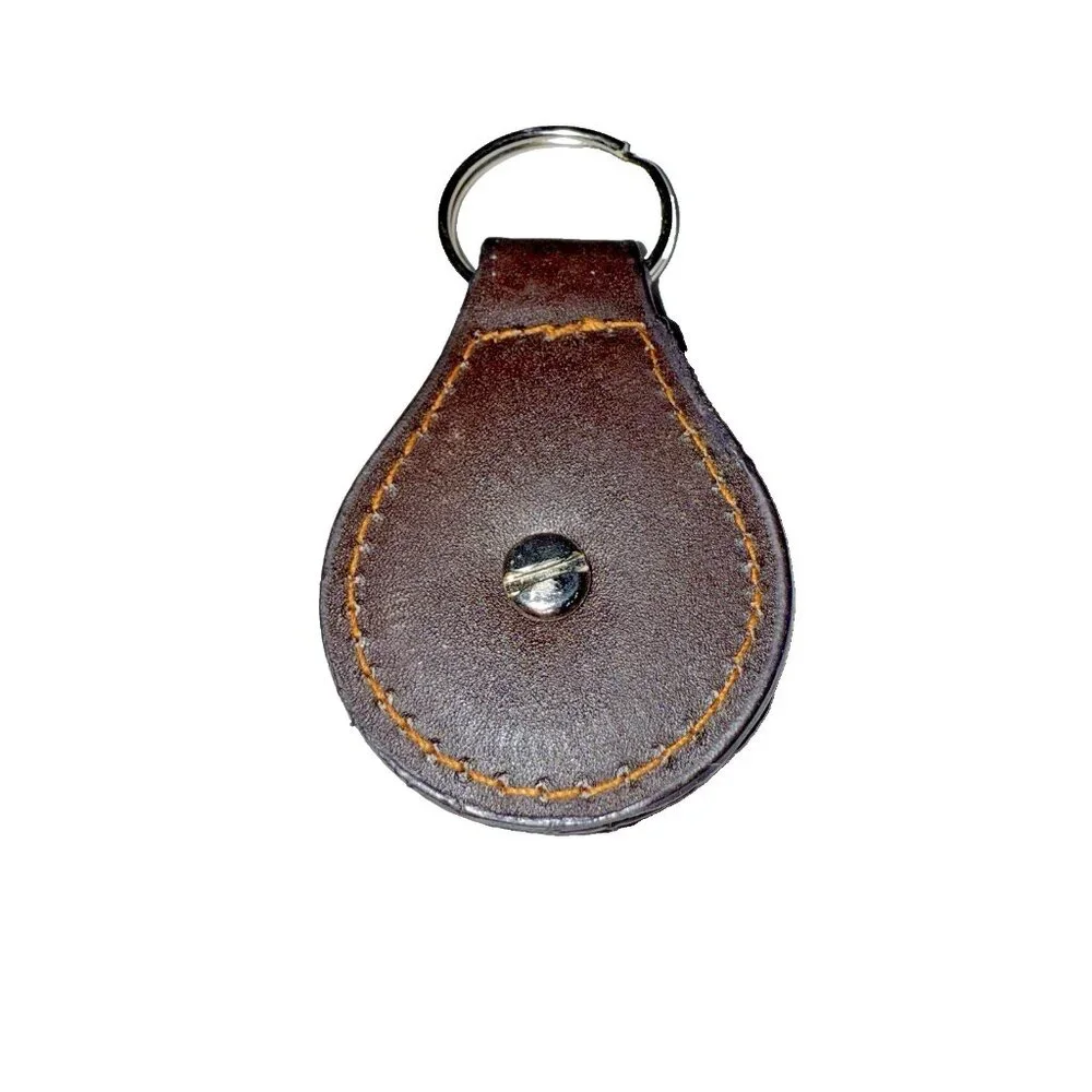 US Army Brown Leather Silver Concho Military Key Ring Chain Unisex